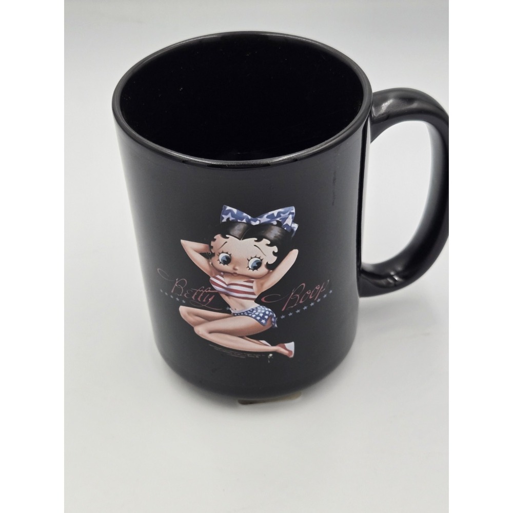 Betty Boop Patriotic Black Mug‎ Ceramic Bikini American Flag